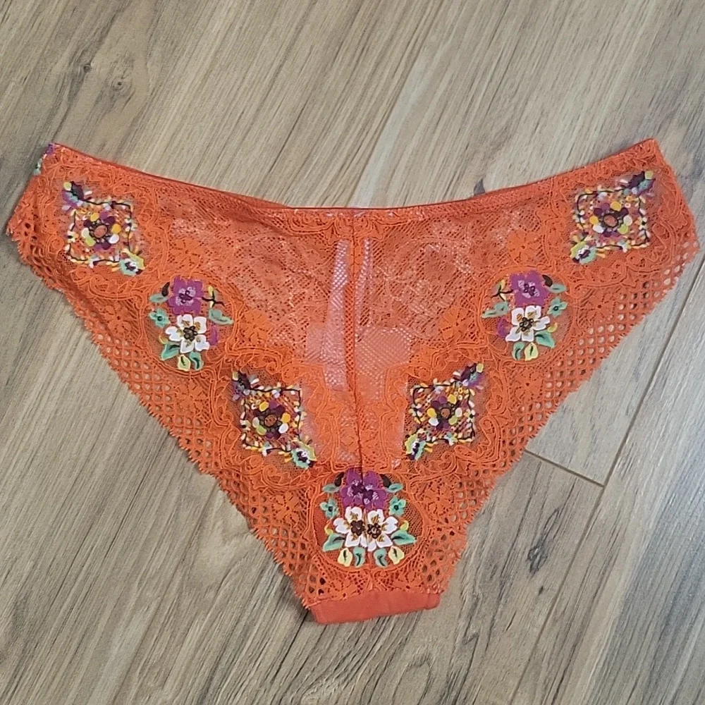Savage X Fenty Dolled Up Sleep Cami Spiced Orange with Lace Cheeky - Picture 12 of 15